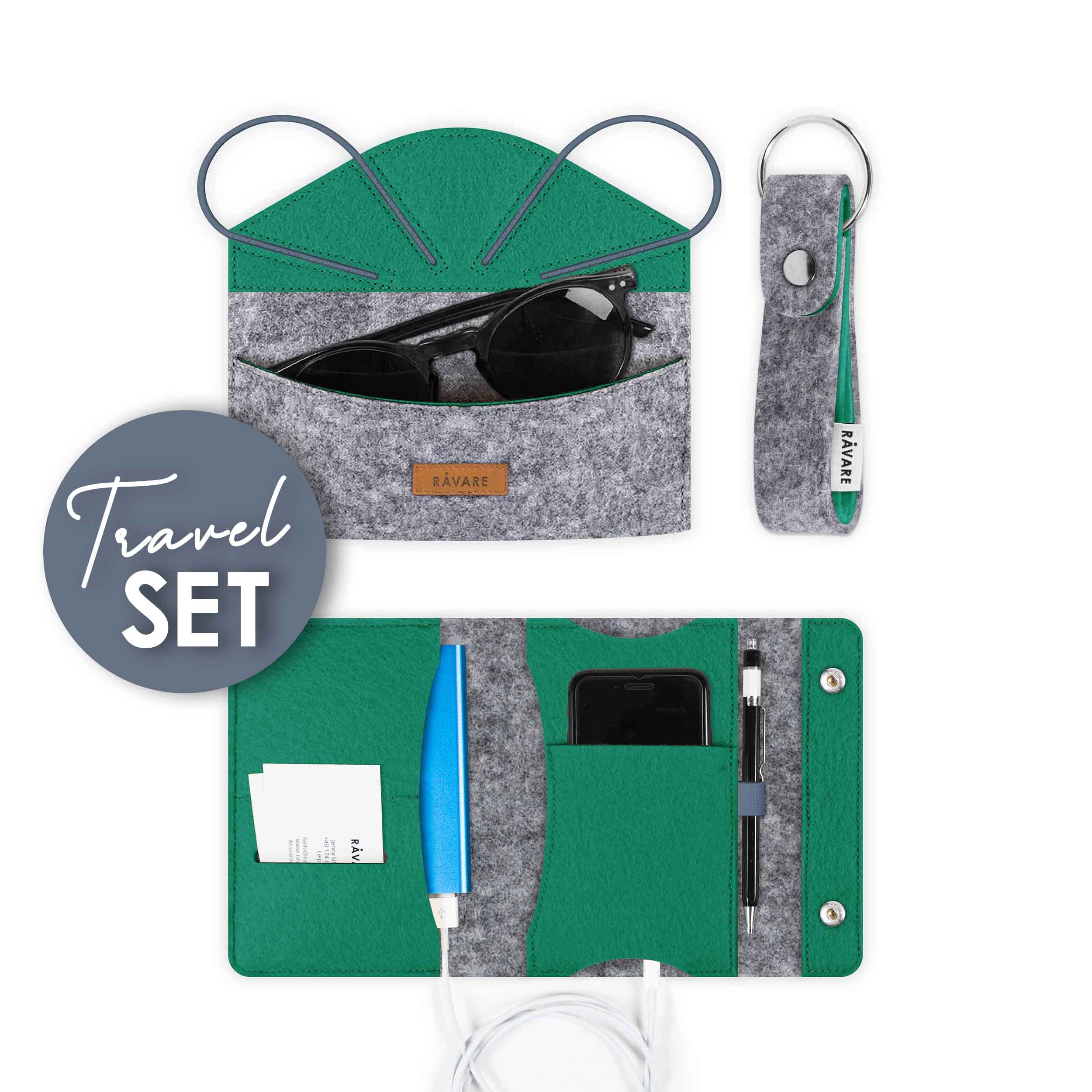 set-travel-gruen.jpg Produktset TRAVEL hellgrau-grün – Bild 1